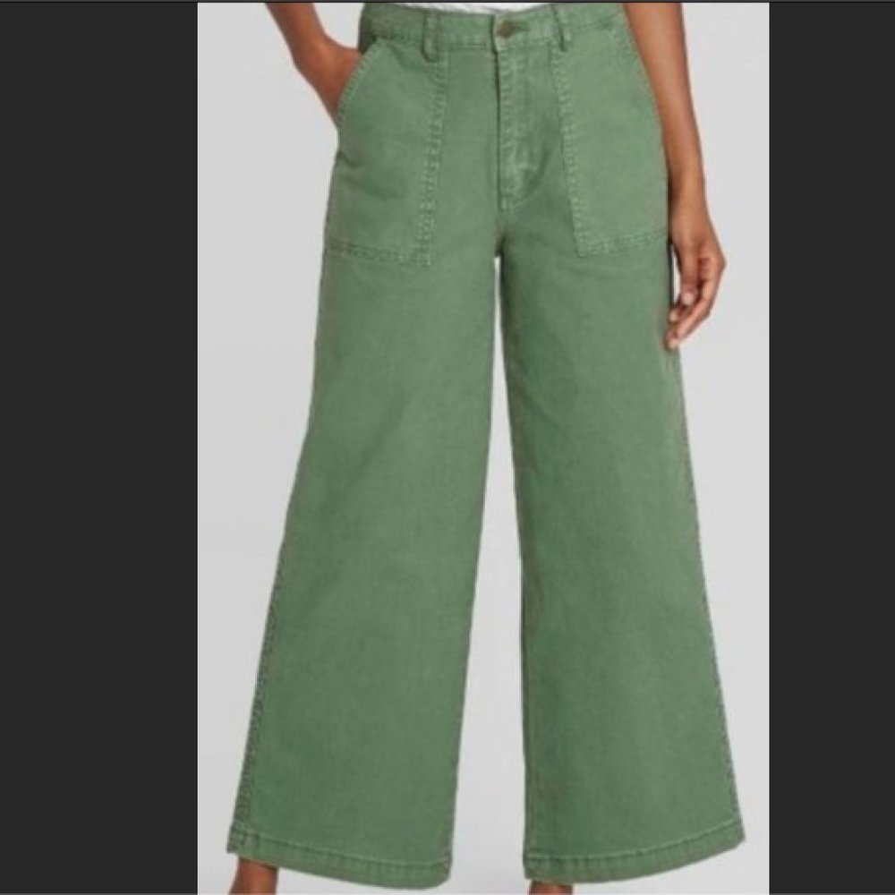 Green Wide Leg Jeans